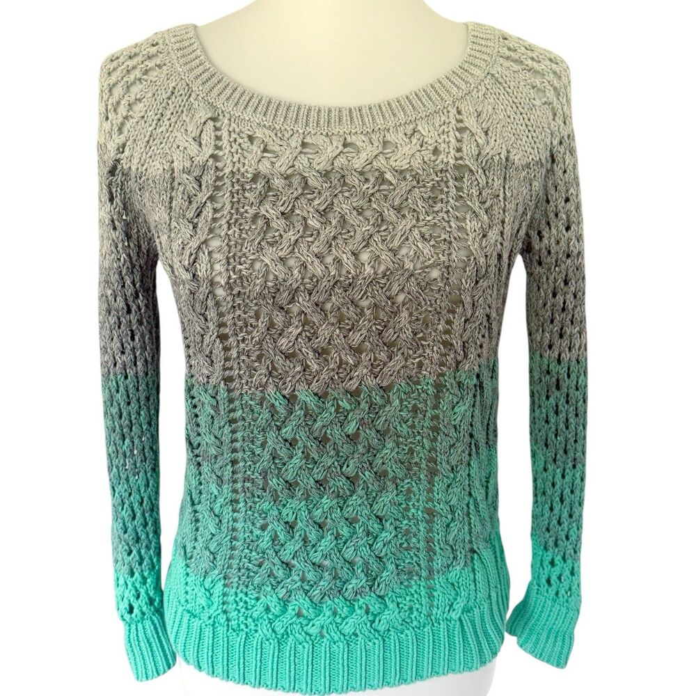 American Eagle Sweater Womens Sz XS Open Knit Boho Crocheted Ombre Lagenlook AE